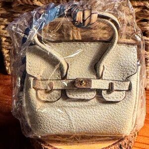 Reasonable Offers Welcome Luxury adorable Bag Charm Mini Leather Bag Cream color